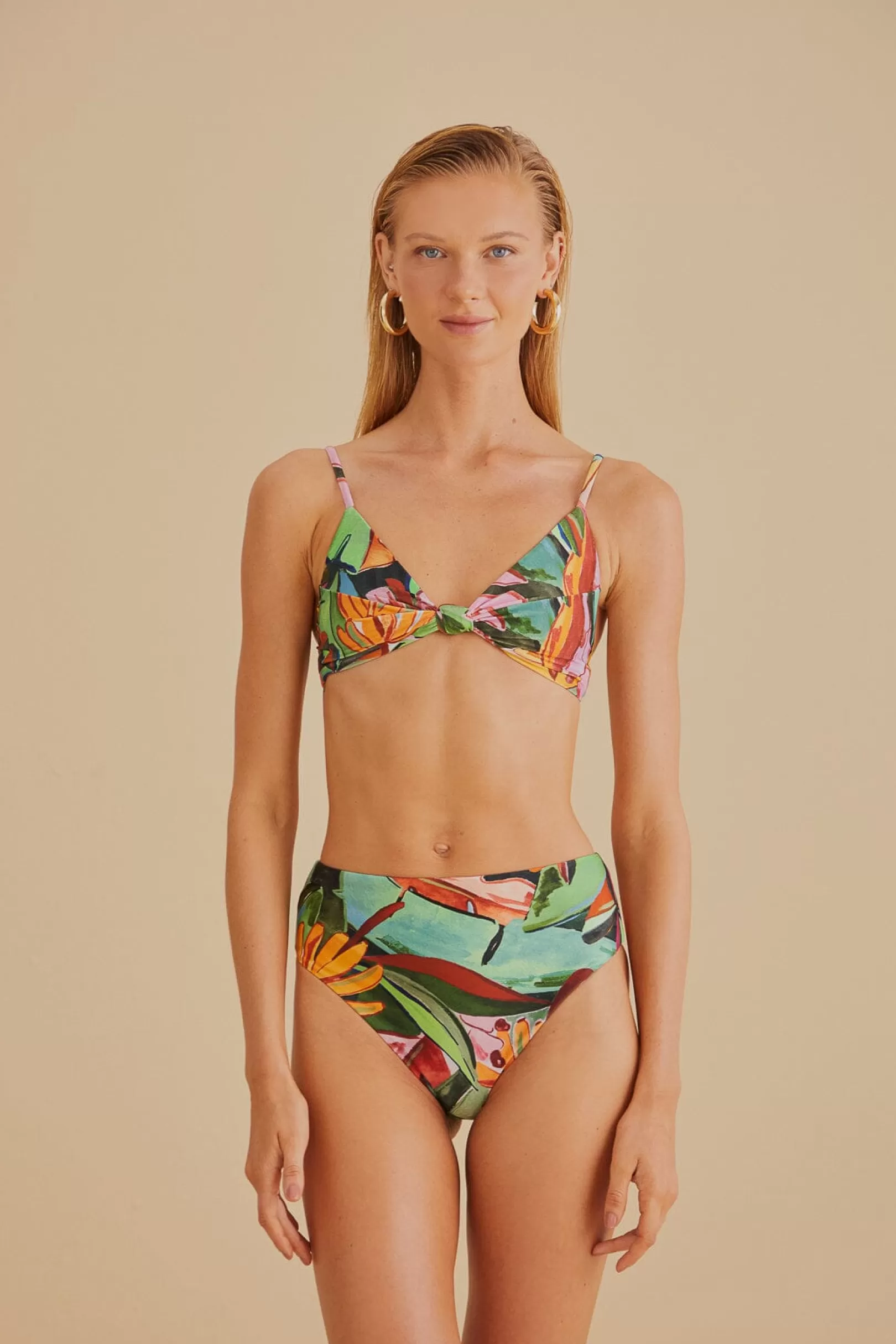 FARM Rio  BANANA FOLIAGE HIGH WAISTED BIKINI BOTTOM Best