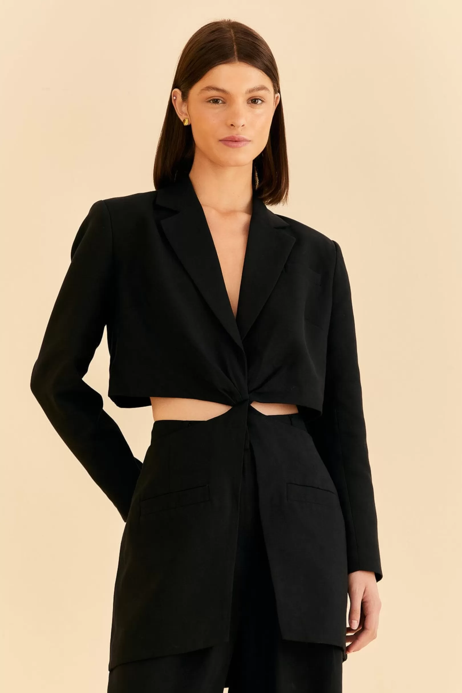 FARM Rio  BLACK CUT OUT BLAZER Cheap