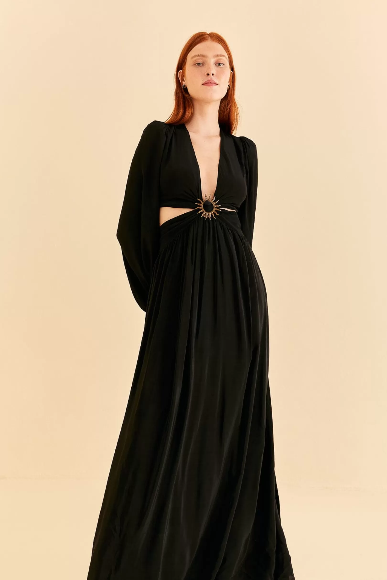 FARM Rio  BLACK CUT OUT LONG SLEEVE MAXI DRESS Online