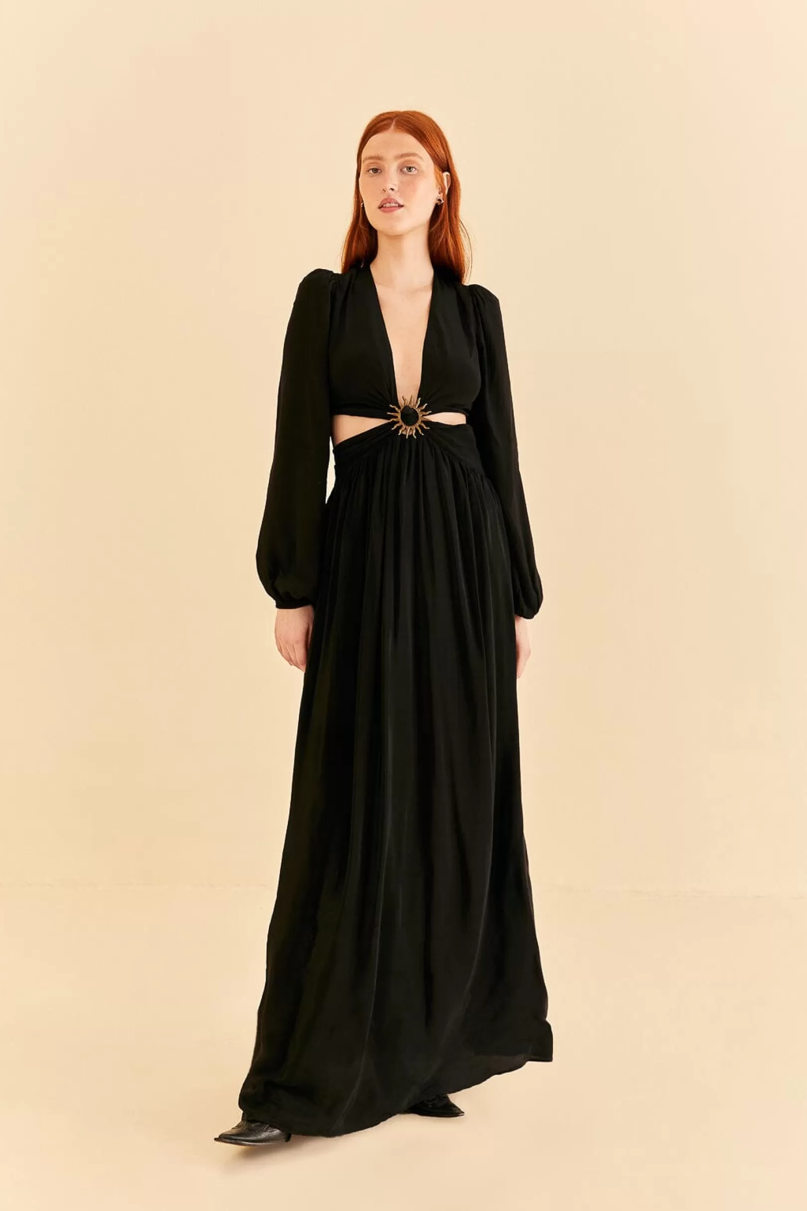 FARM Rio  BLACK CUT OUT LONG SLEEVE MAXI DRESS Online