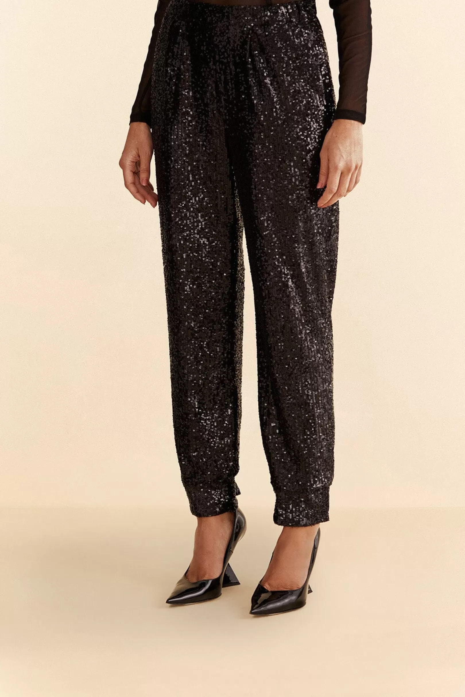 FARM Rio  BLACK SEQUIN PAJAMA PANTS Best