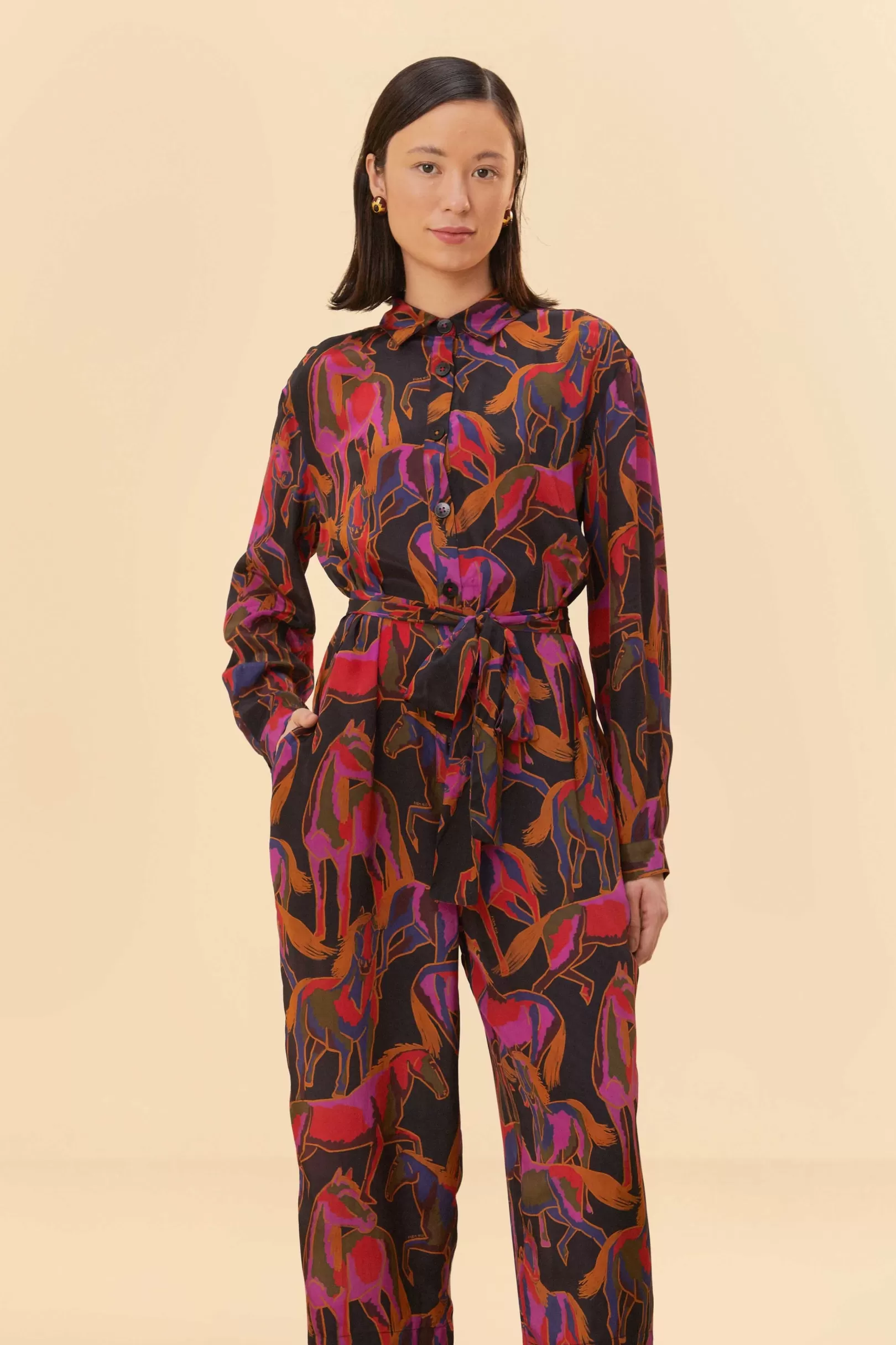 FARM Rio  BLACK WILD HORSES JUMPSUIT Cheap