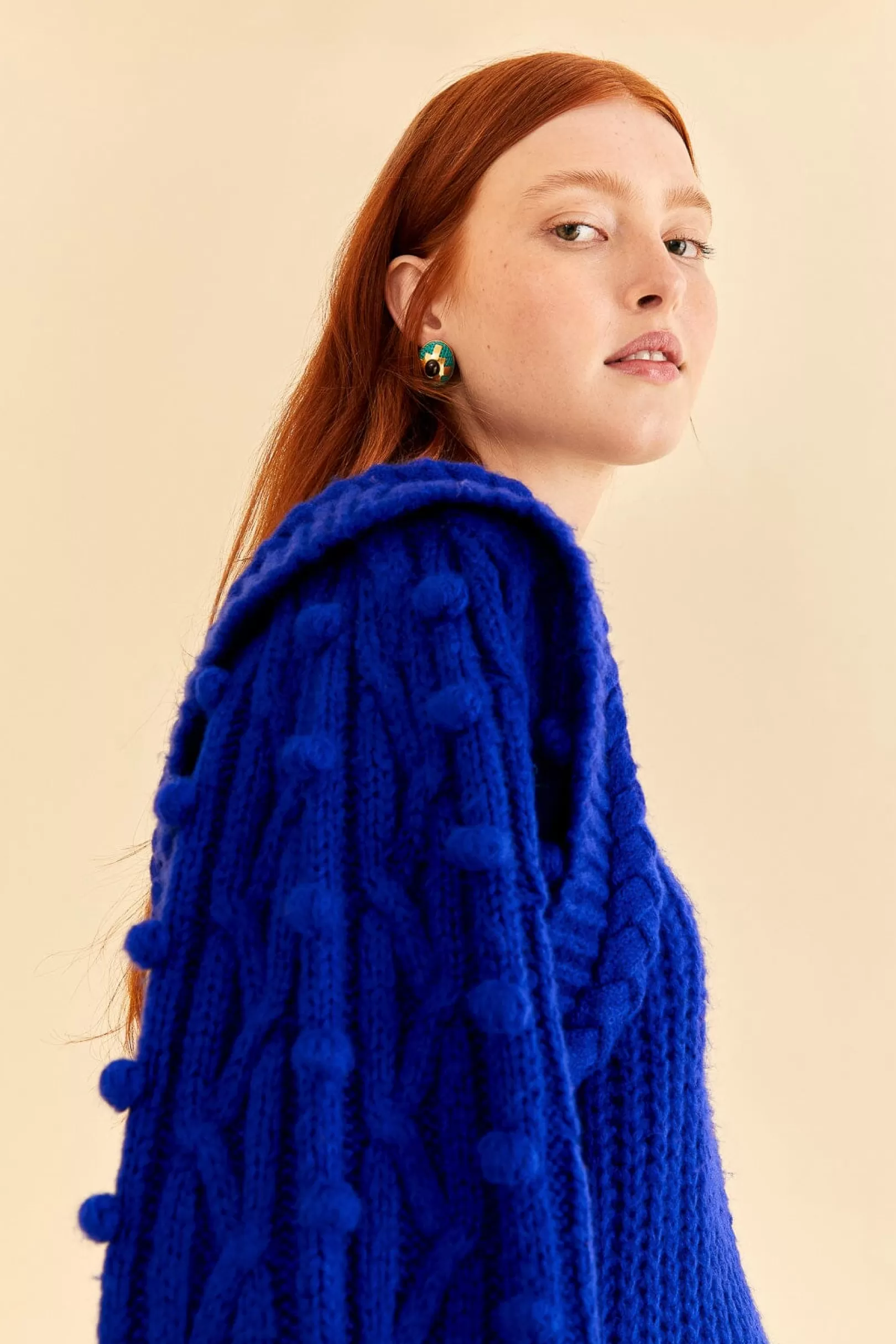 FARM Rio  BLUE BRAIDED SWEATER Fashion