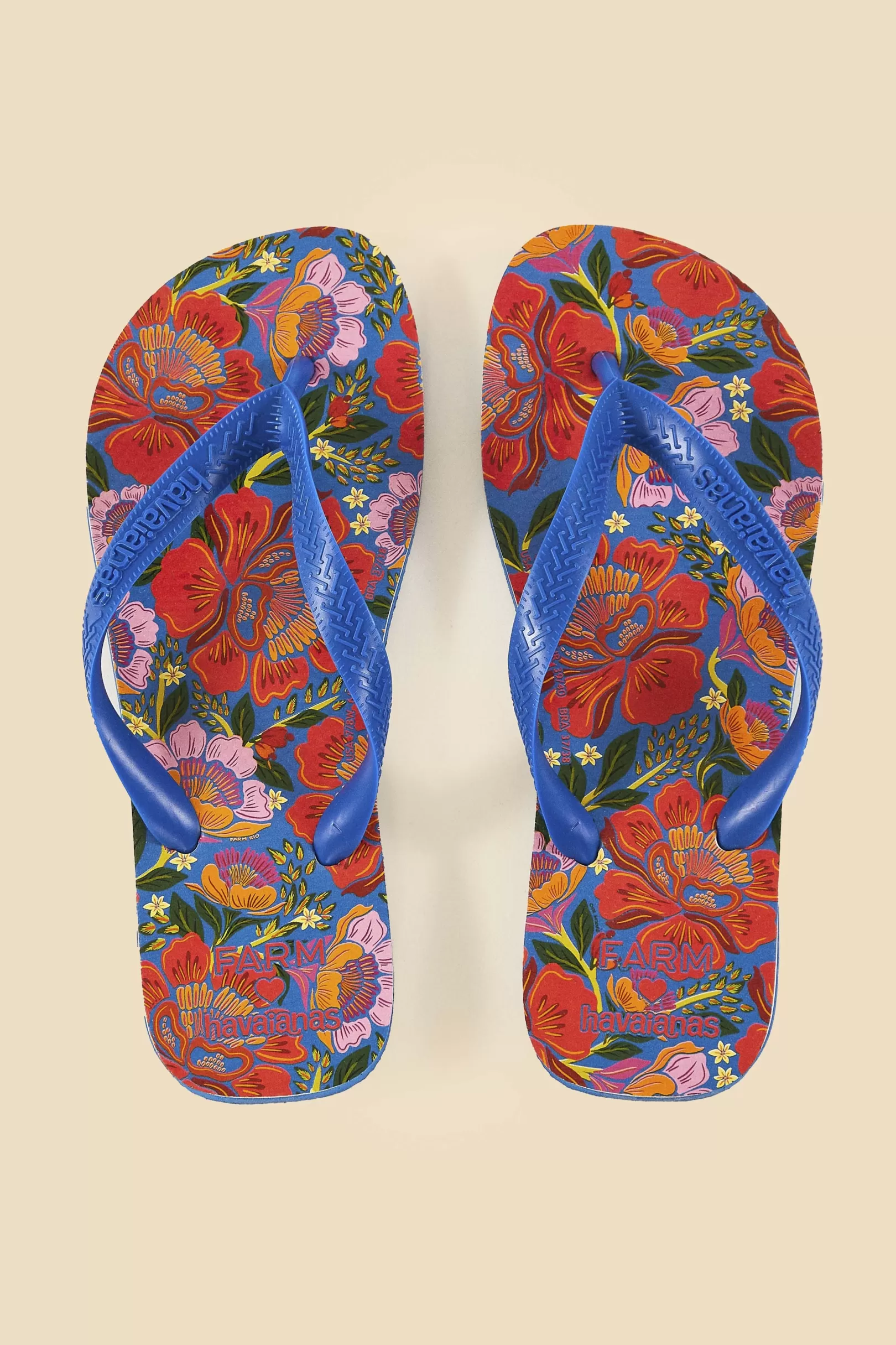 FARM Rio  BLUE FLOWERS GARDEN HAVAIANAS SANDALS Cheap