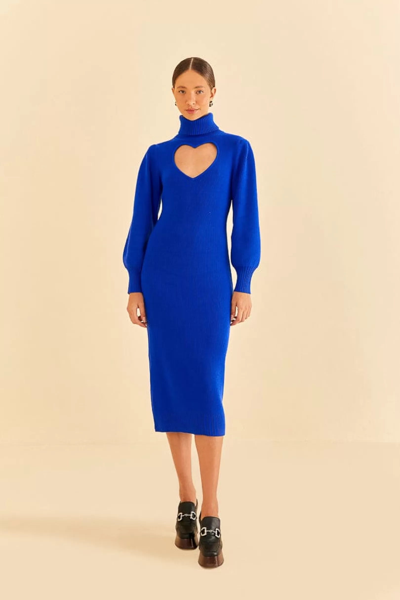 FARM Rio  BLUE HEART NECKLINE KNIT DRESS Best Sale