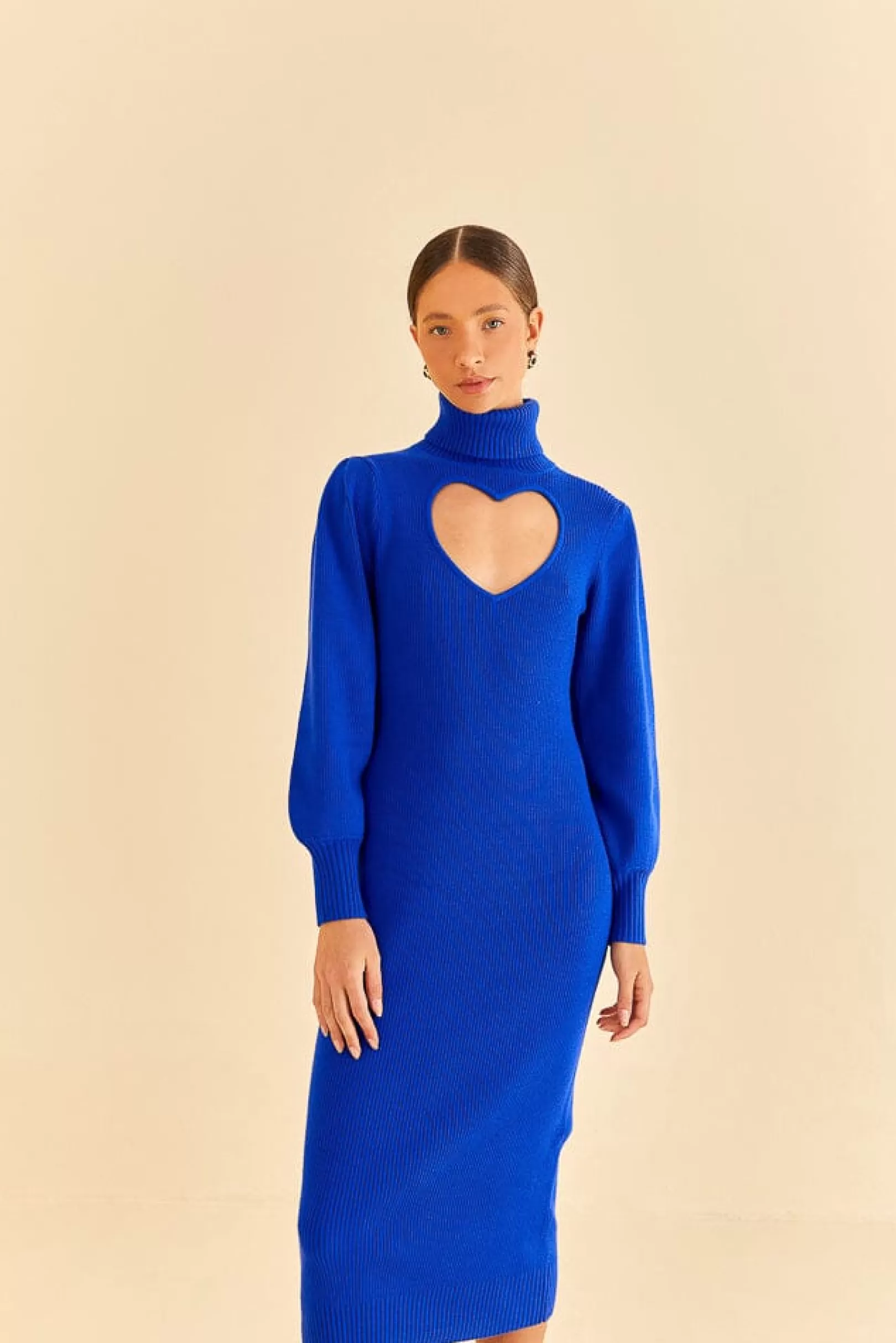 FARM Rio  BLUE HEART NECKLINE KNIT DRESS Best Sale