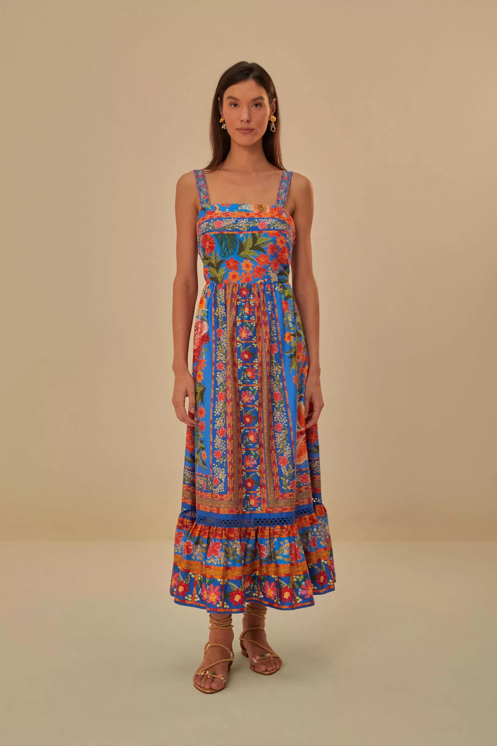 FARM Rio  BLUE STITCHED GARDEN MAXI DRESS Shop