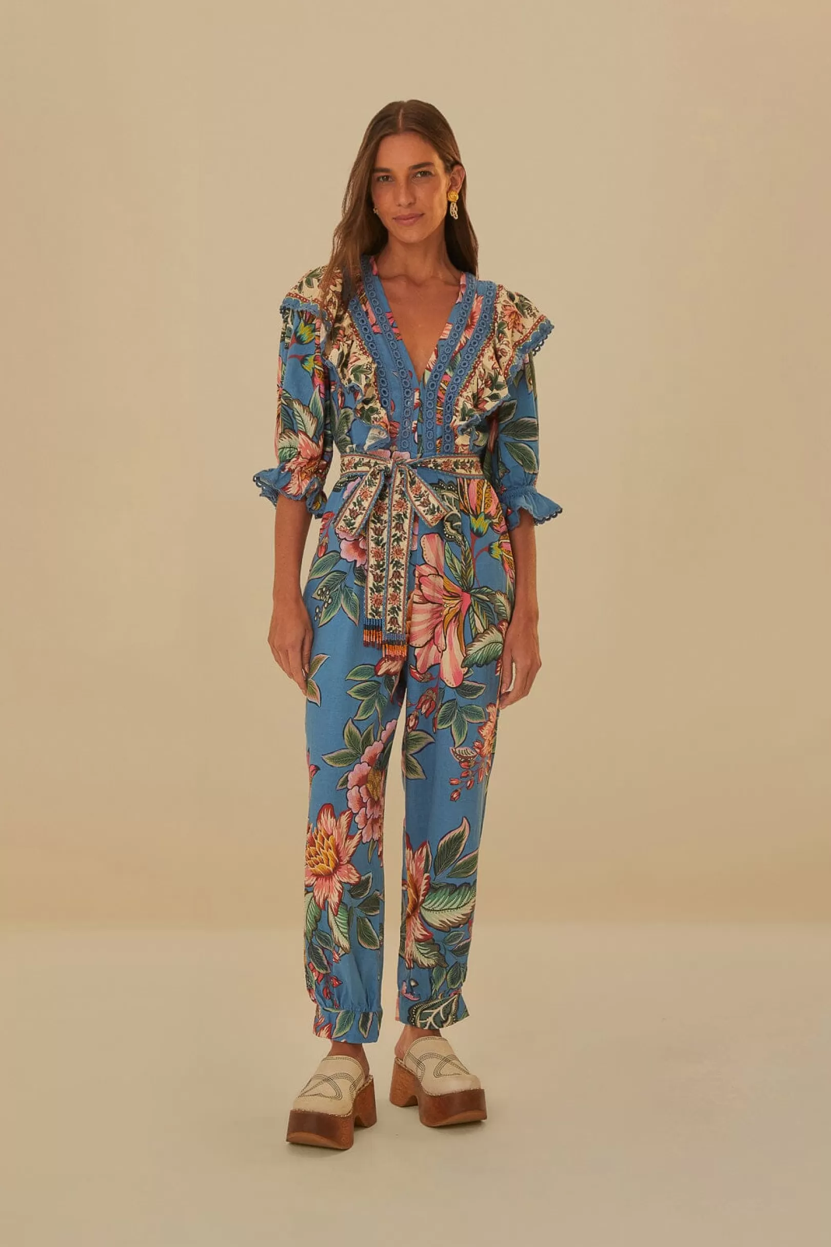 FARM Rio  BLUE WONDERFUL BOUQUET LENZING™ ECOVERO™ EUROFLAX™ JUMPSUIT New