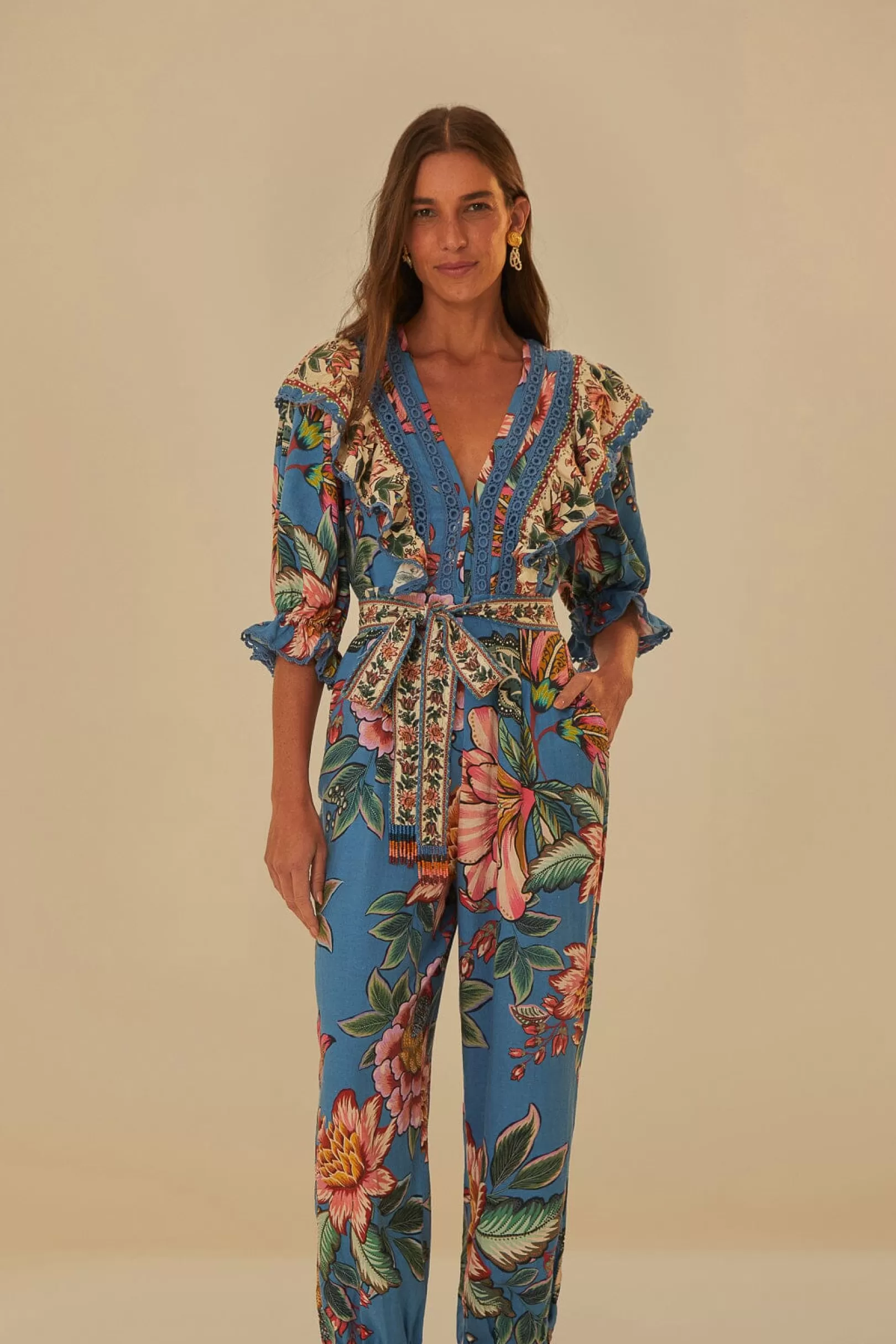 FARM Rio  BLUE WONDERFUL BOUQUET LENZING™ ECOVERO™ EUROFLAX™ JUMPSUIT New