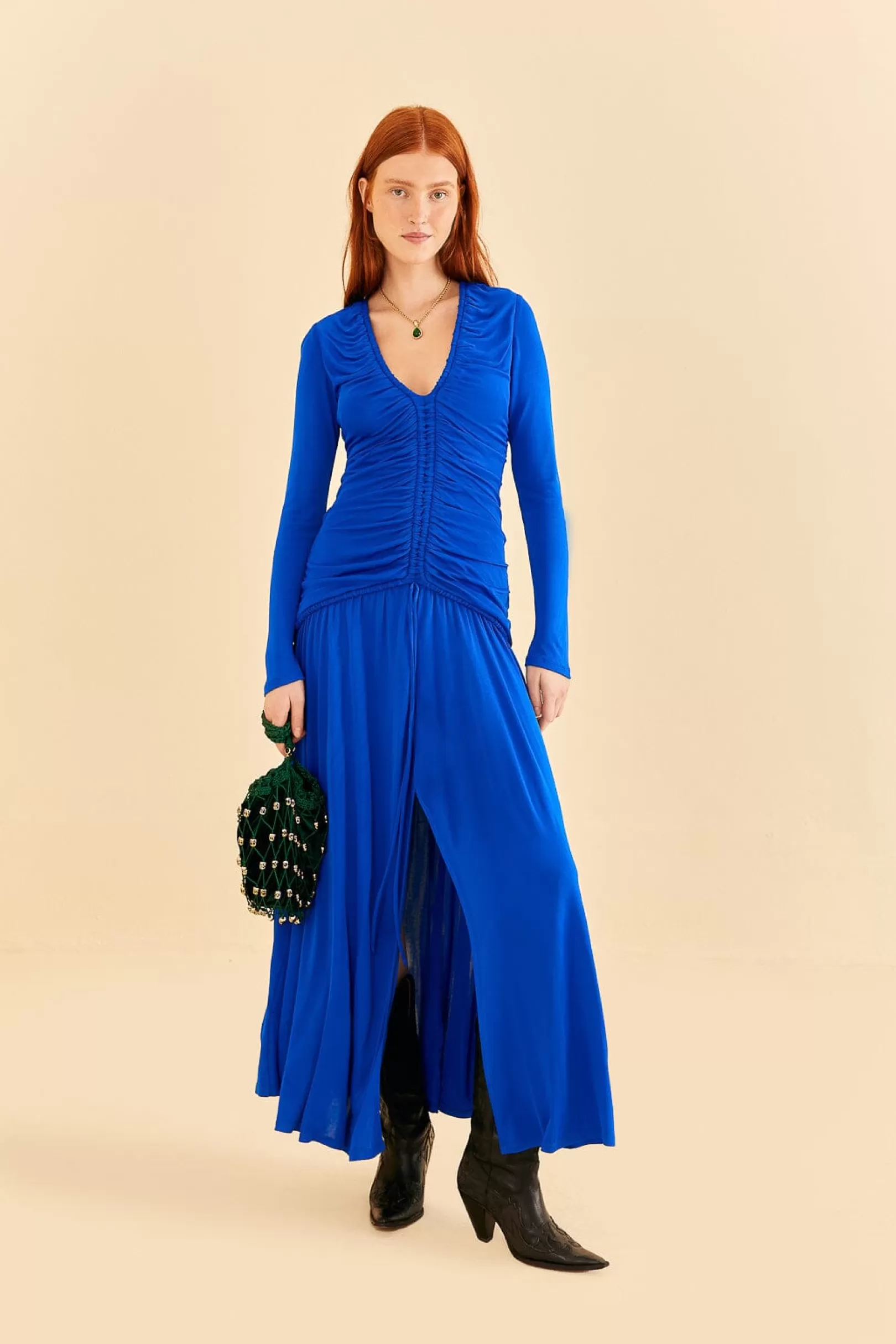 FARM Rio  BRIGHT BLUE LONG SLEEVE MIDI DRESS Best Sale