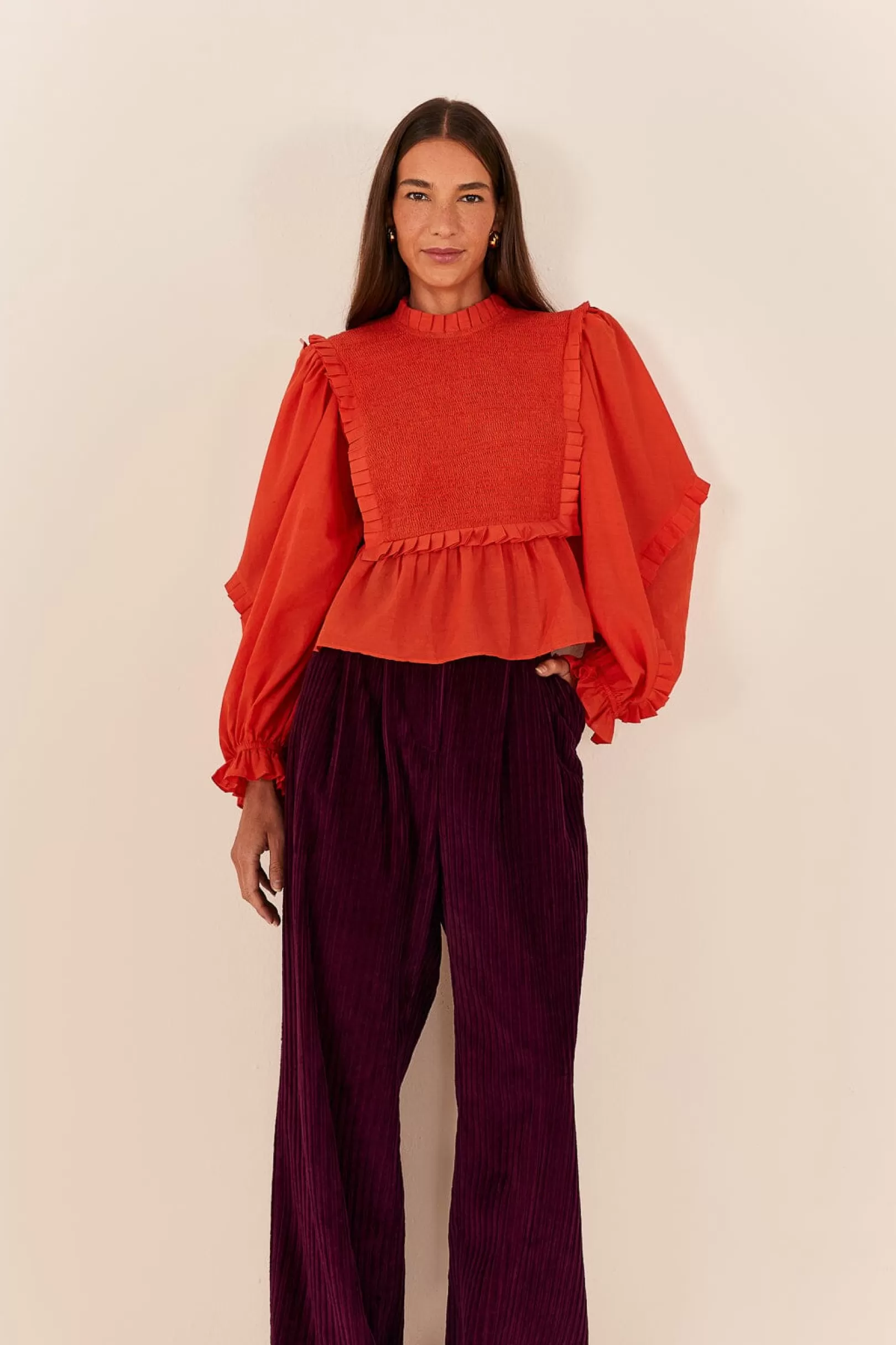 FARM Rio  BURGUNDY CORDUROY PANTS Cheap