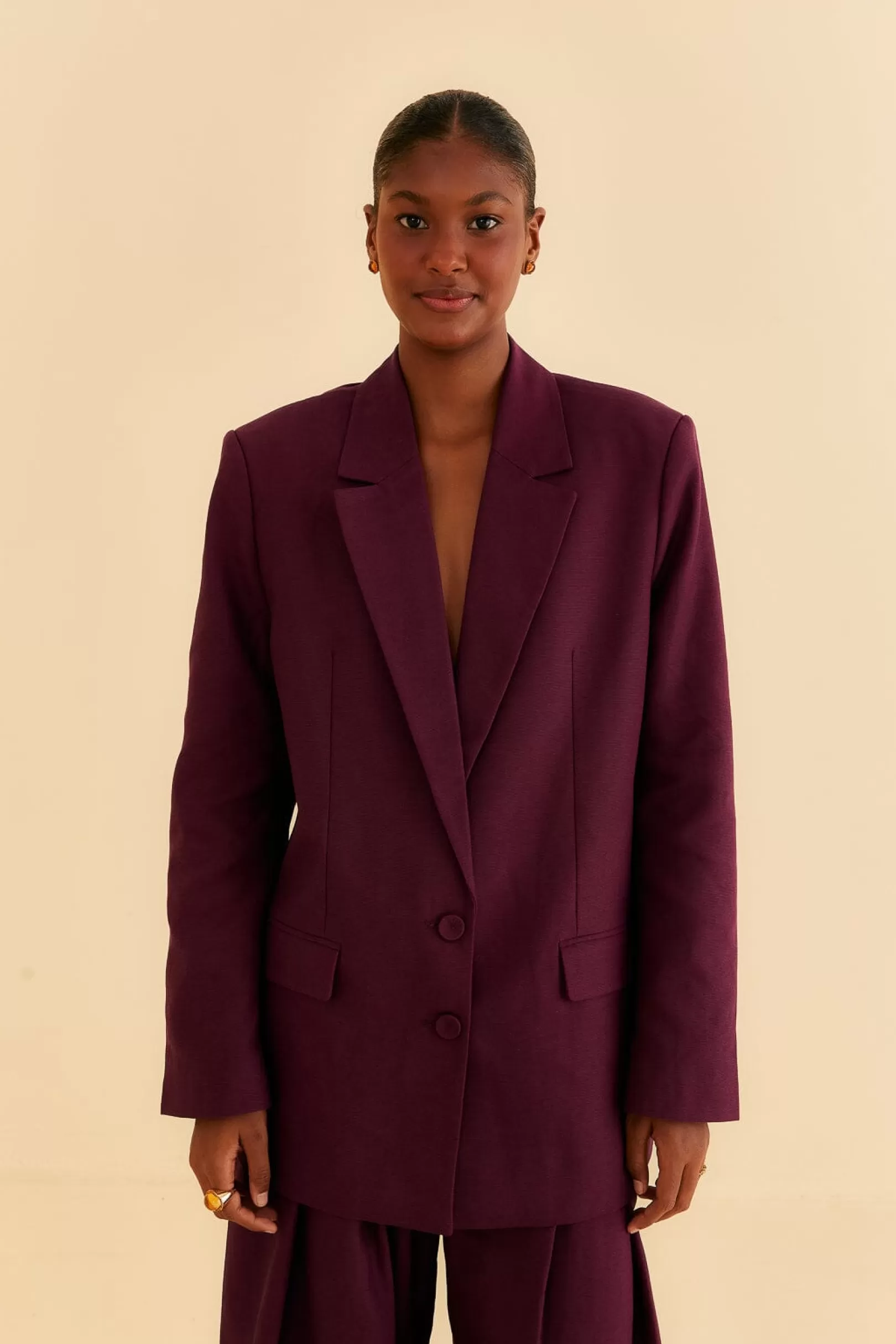 FARM Rio  BURGUNDY STRAIGHT BLAZER Best Sale