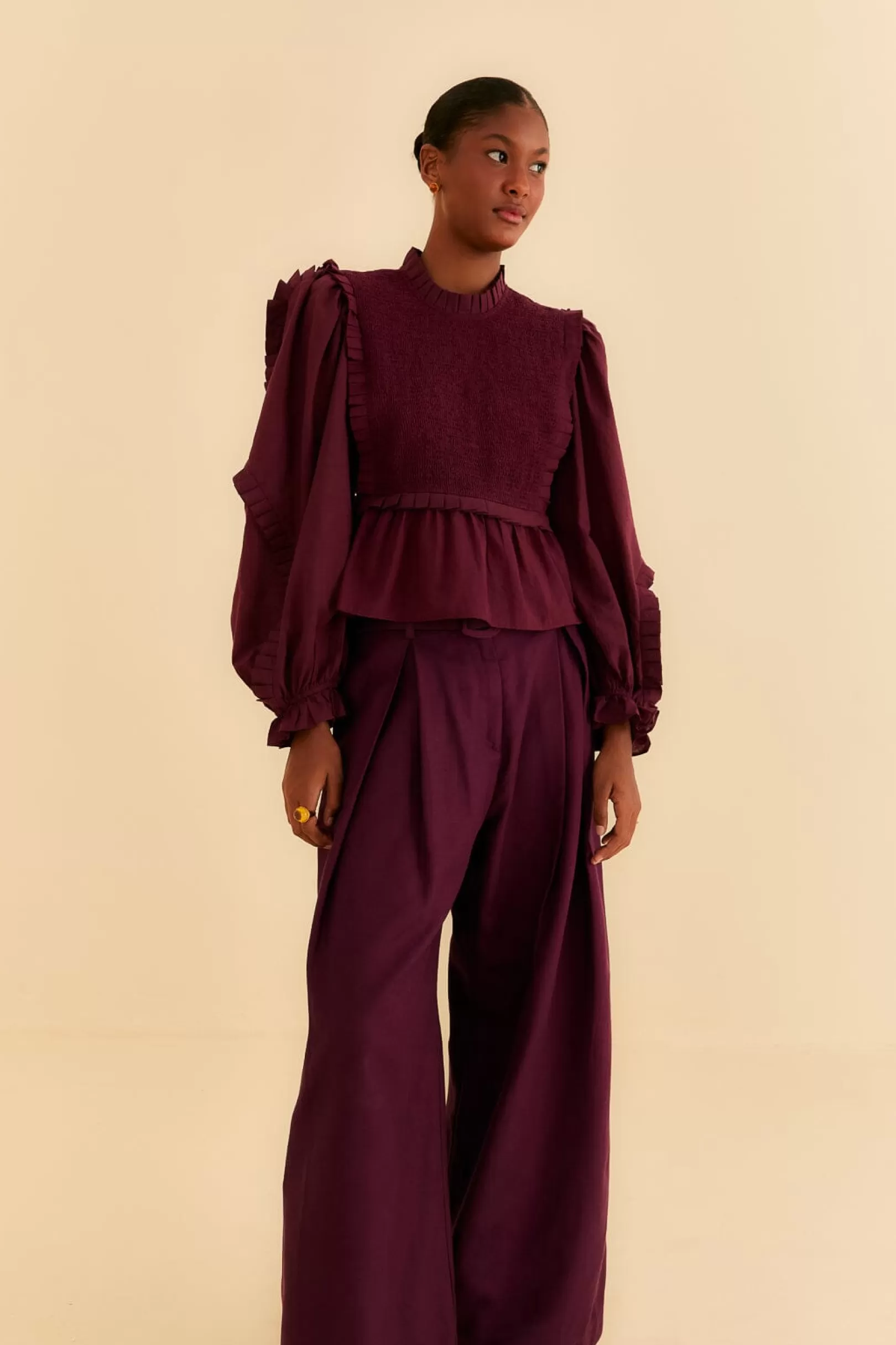 FARM Rio  BURGUNDY TAILORED PANTS Fashion