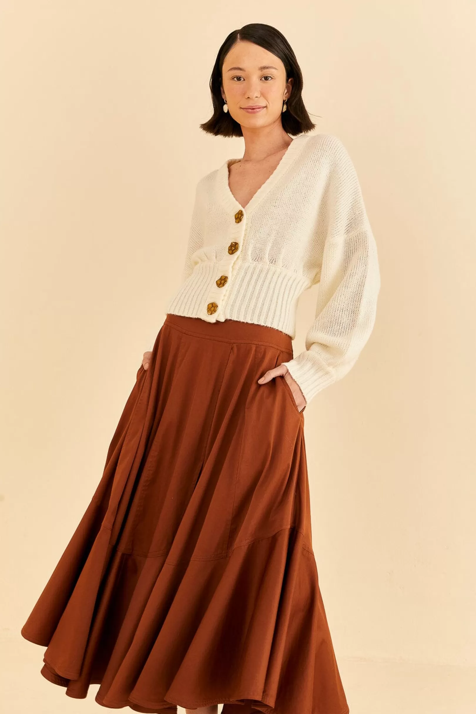 FARM Rio  CARAMEL RUFFLE MAXI SKIRT Discount