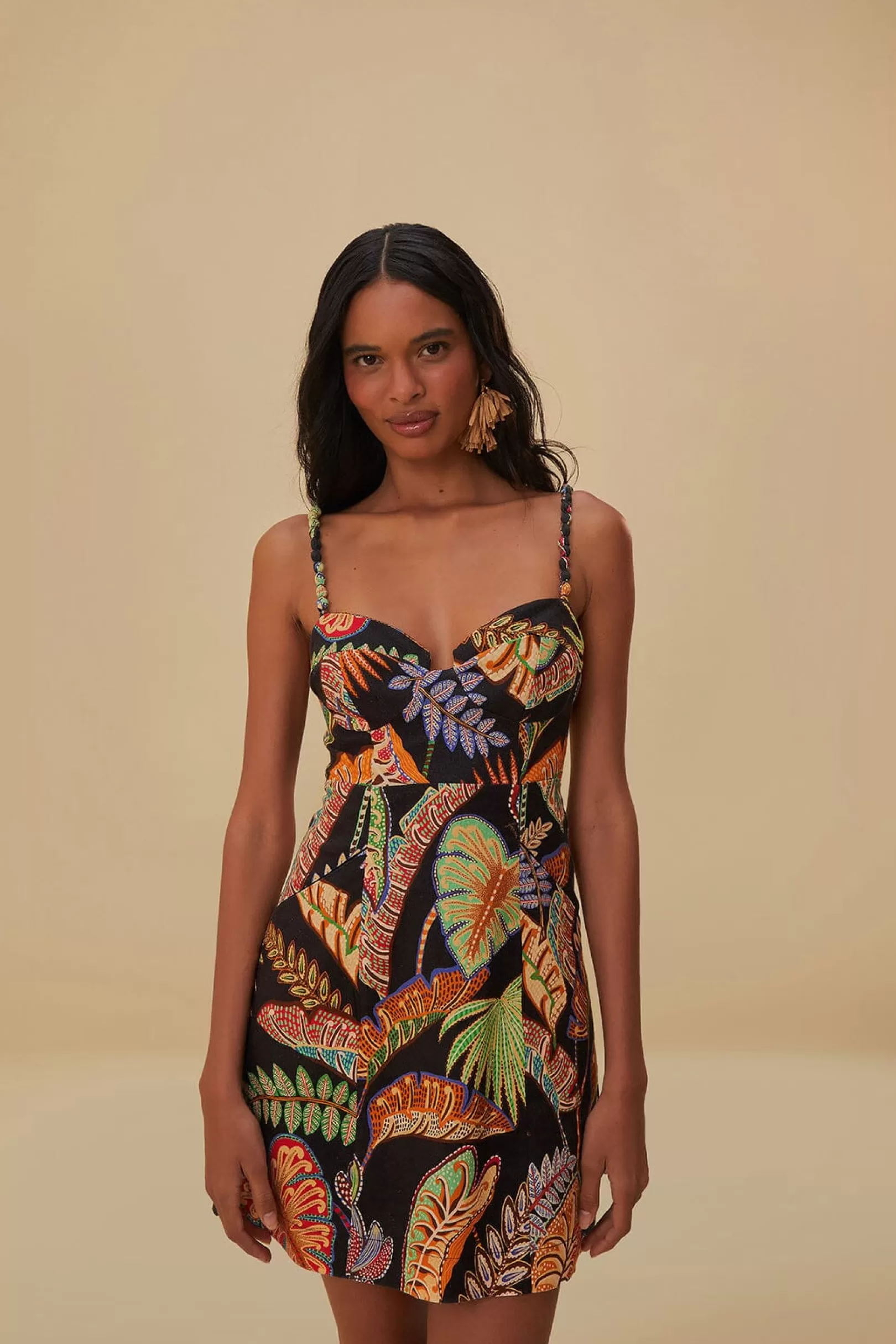 FARM Rio  COOL FOLIAGE BLACK MINI DRESS Online