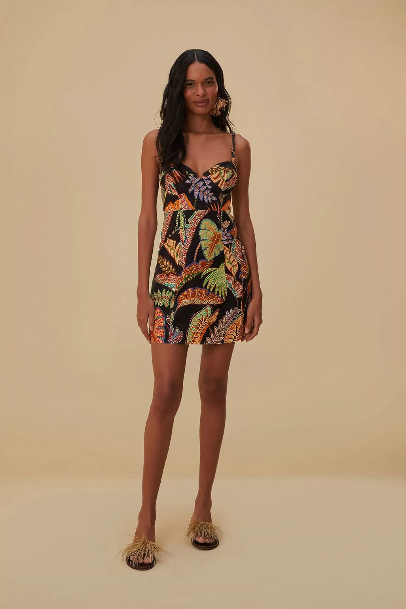 FARM Rio  COOL FOLIAGE BLACK MINI DRESS Online