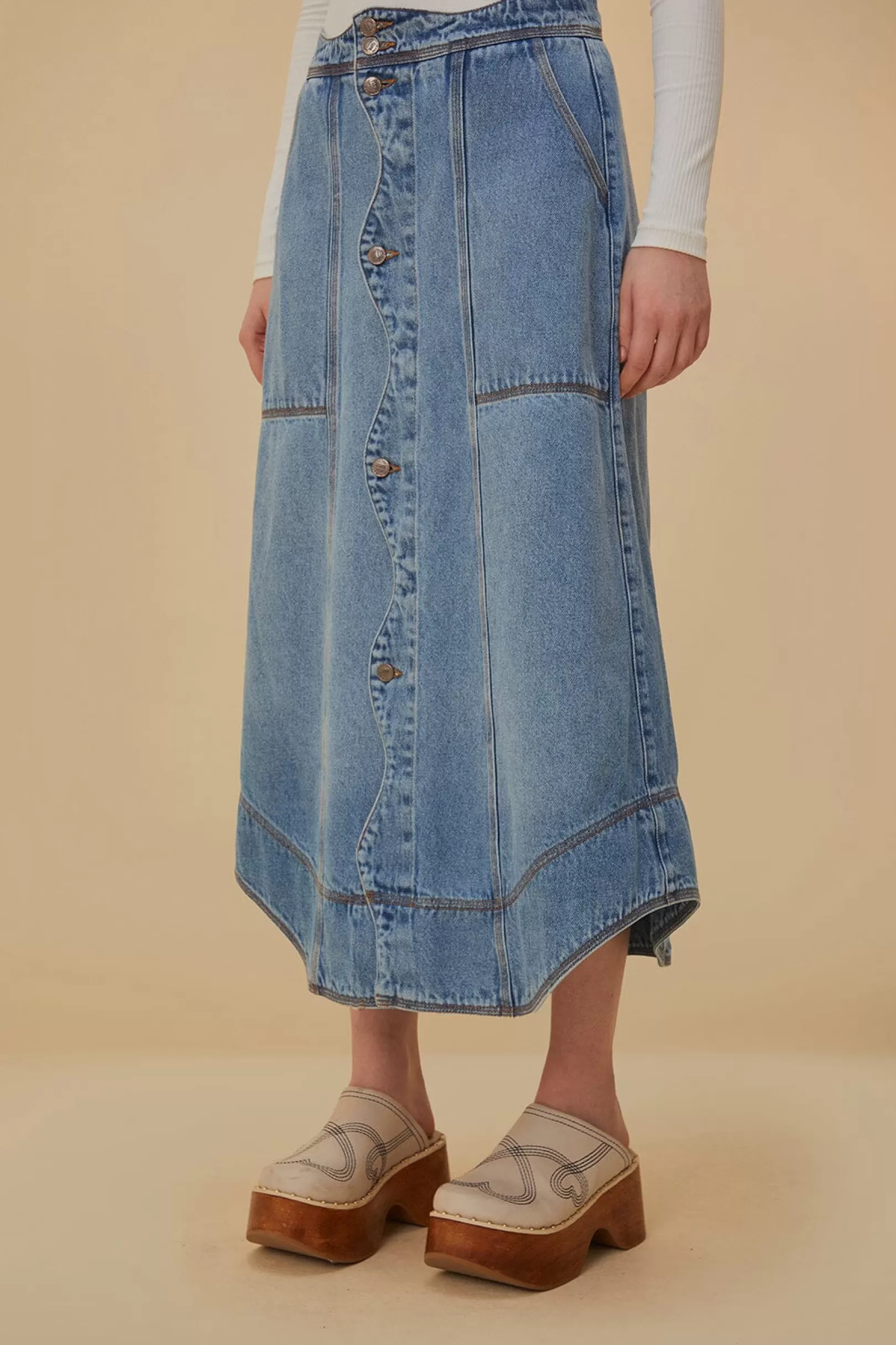 FARM Rio  DENIM WAVE SKIRT Outlet