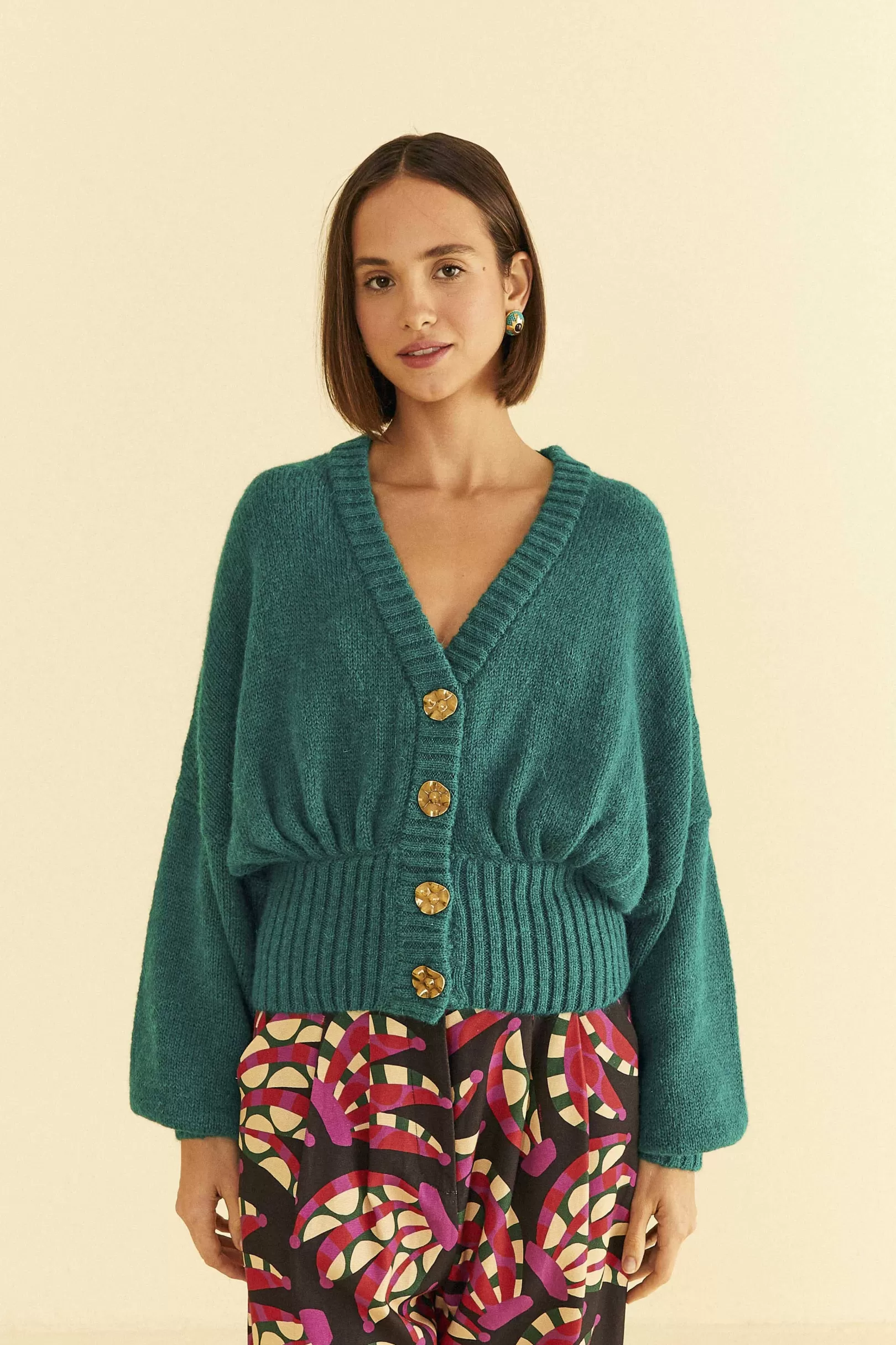 FARM Rio  EMERALD BUBBLE KNIT CARDIGAN Discount