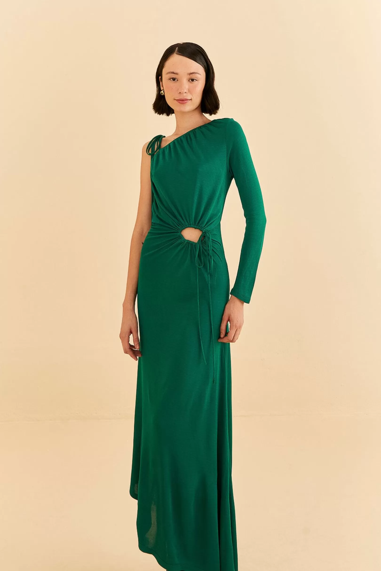 FARM Rio  EMERALD ONE SHOULDER MIDI DRESS Hot