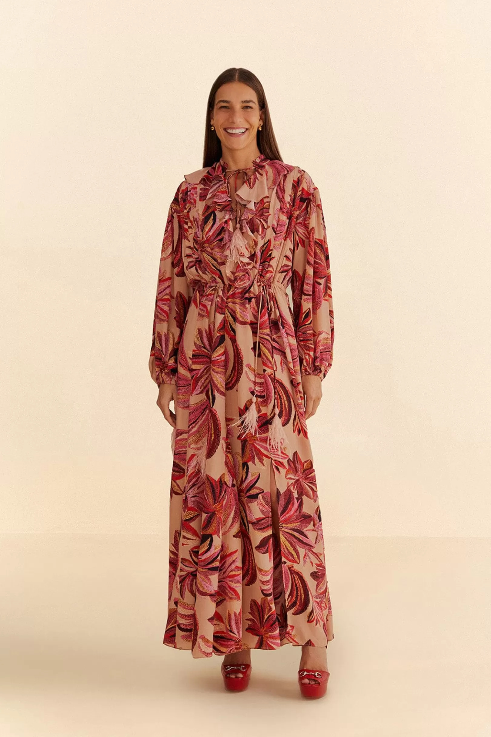 FARM Rio  FLORAL TAPESTRY V NECK MAXI DRESS Flash Sale