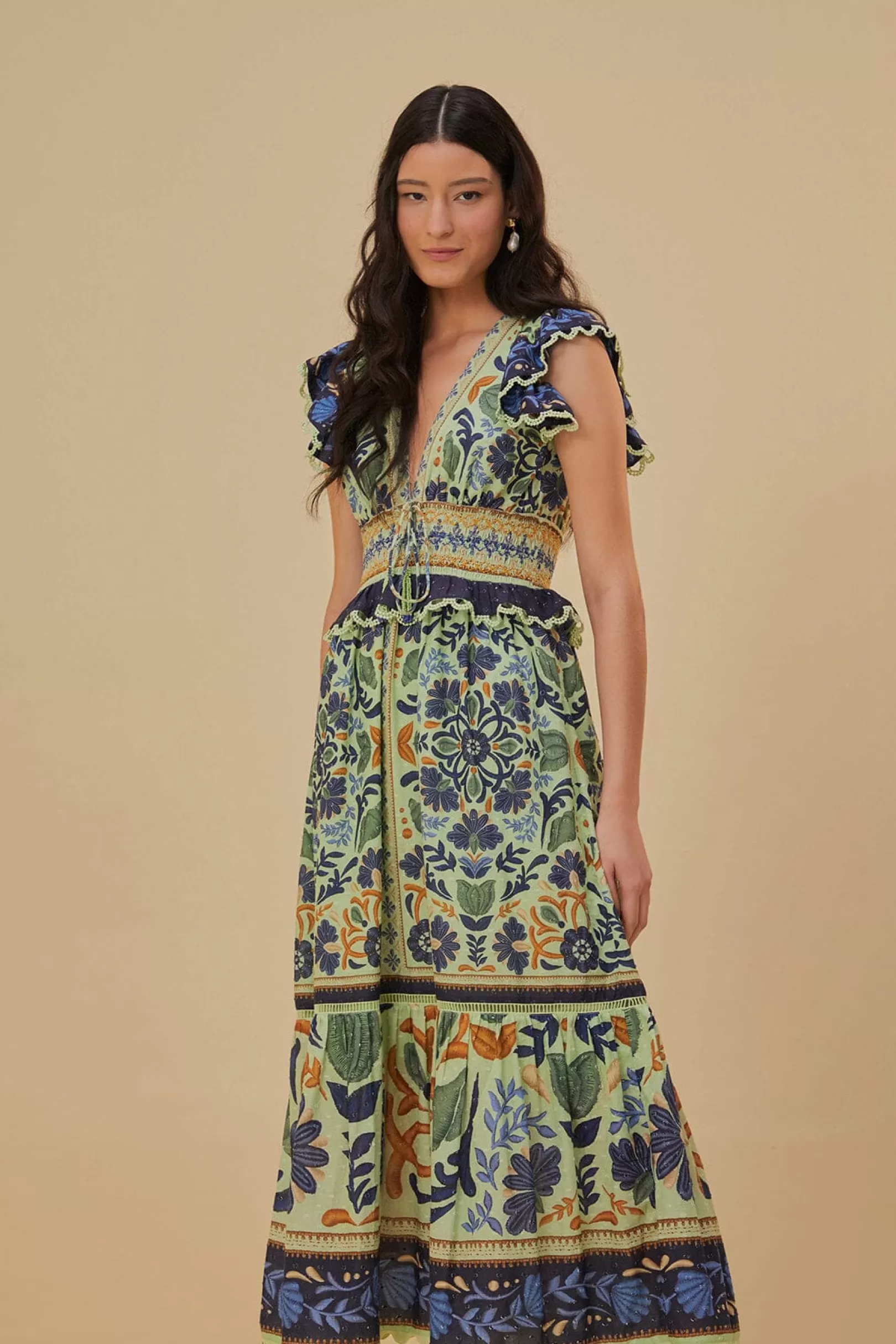 FARM Rio  GREEN OCEAN TAPESTRY MAXI DRESS Store