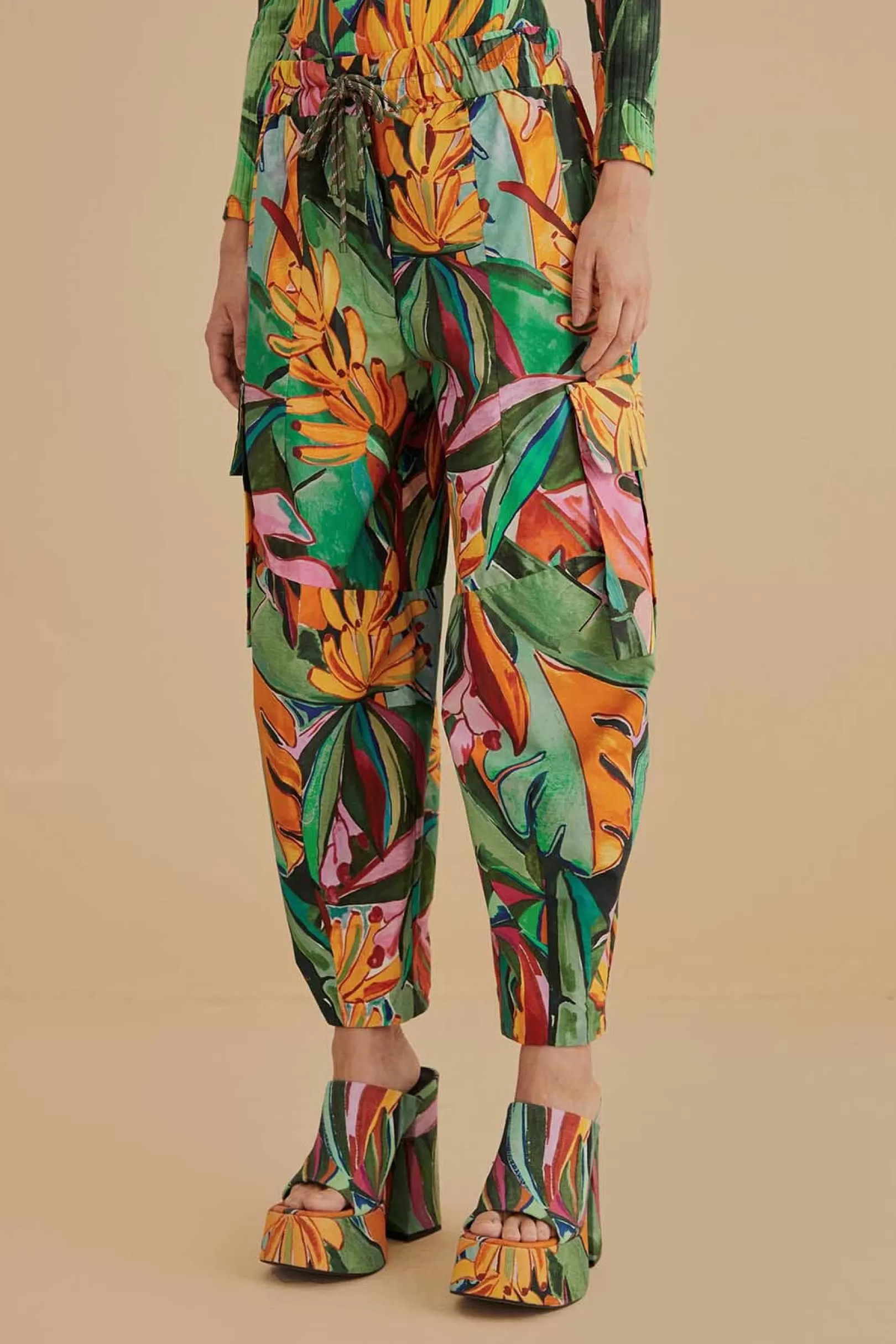 FARM Rio  MULTICOLOR BANANA FOLIAGE PANTS Cheap