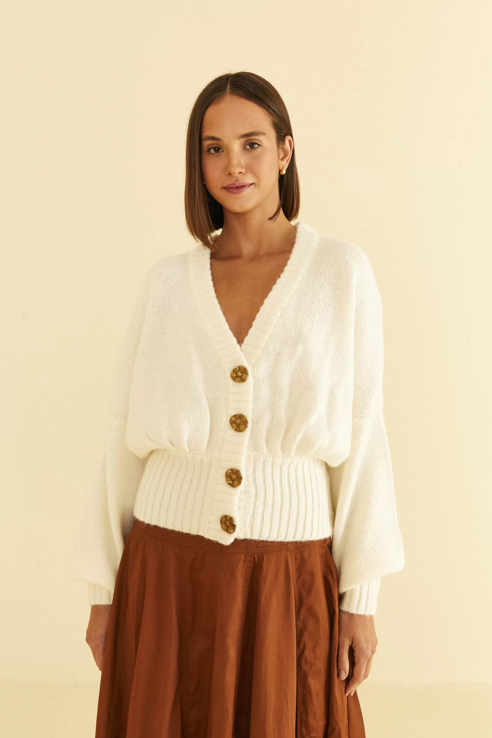 FARM Rio  OFF-WHITE BUBBLE KNIT CARDIGAN Outlet