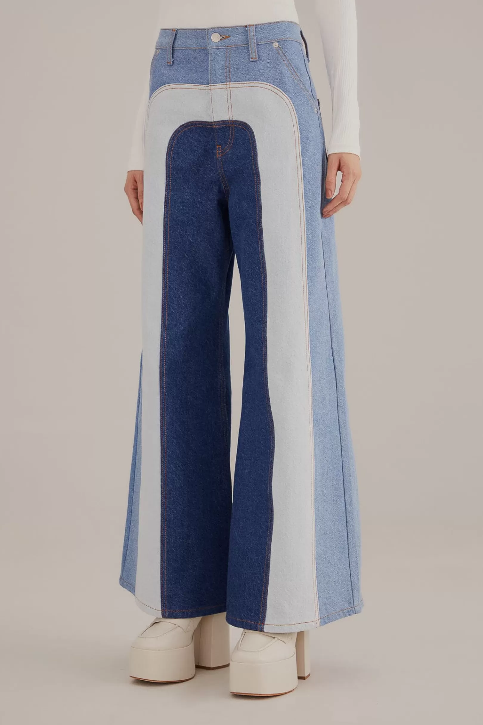 FARM Rio  PATCHWORK DENIM WIDE PANTS Best