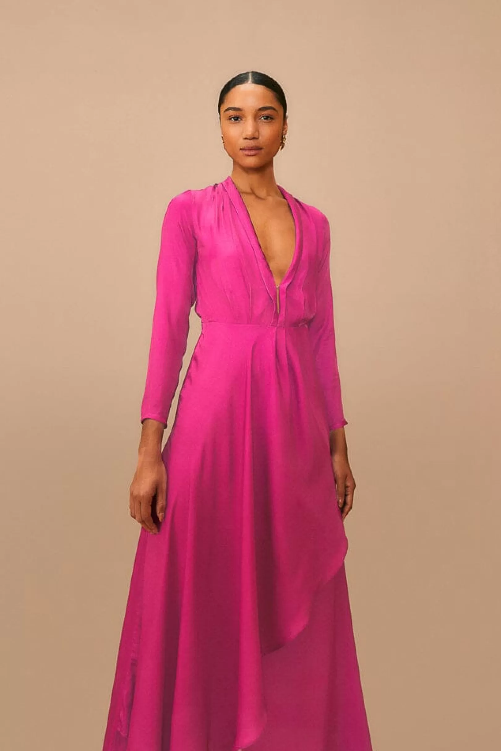 FARM Rio  PINK LONG SLEEVE MAXI DRESS New