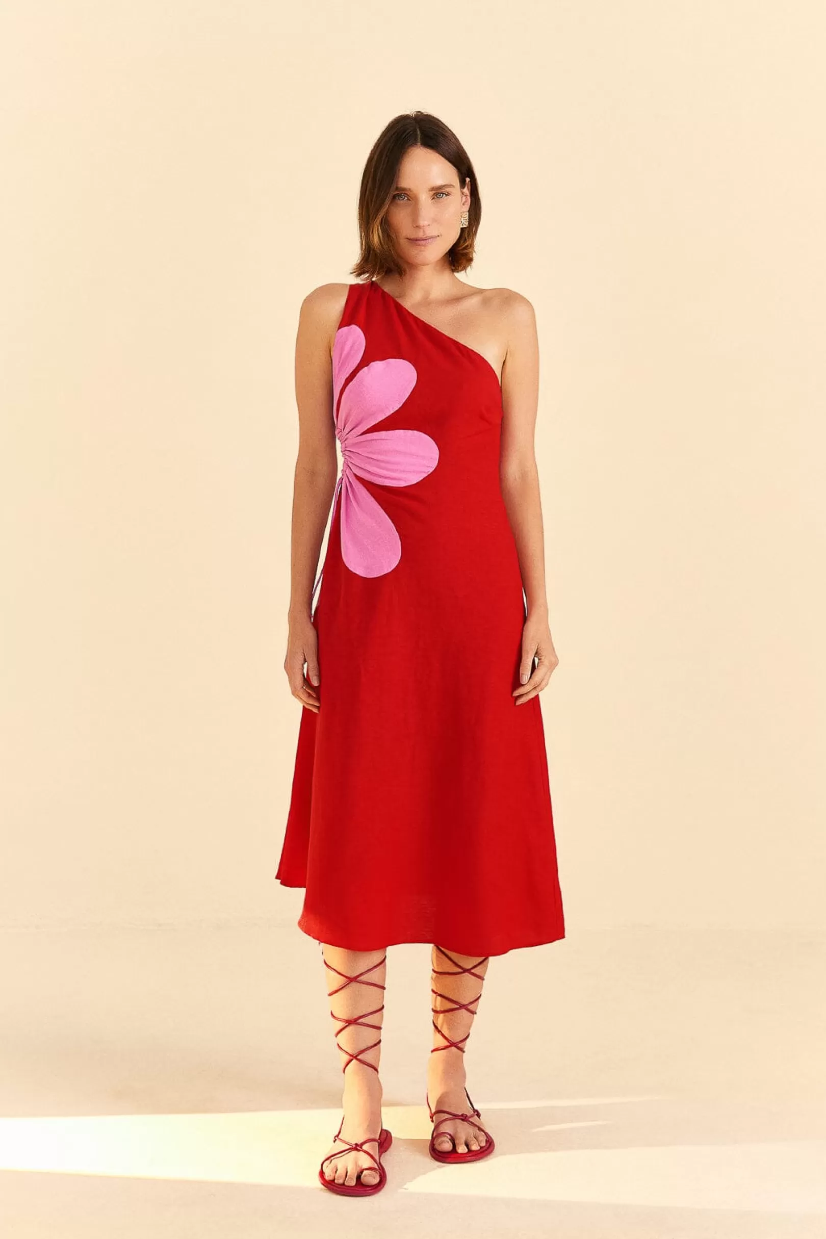 FARM Rio  RED CUT-OUT FLOWER DRESS Shop