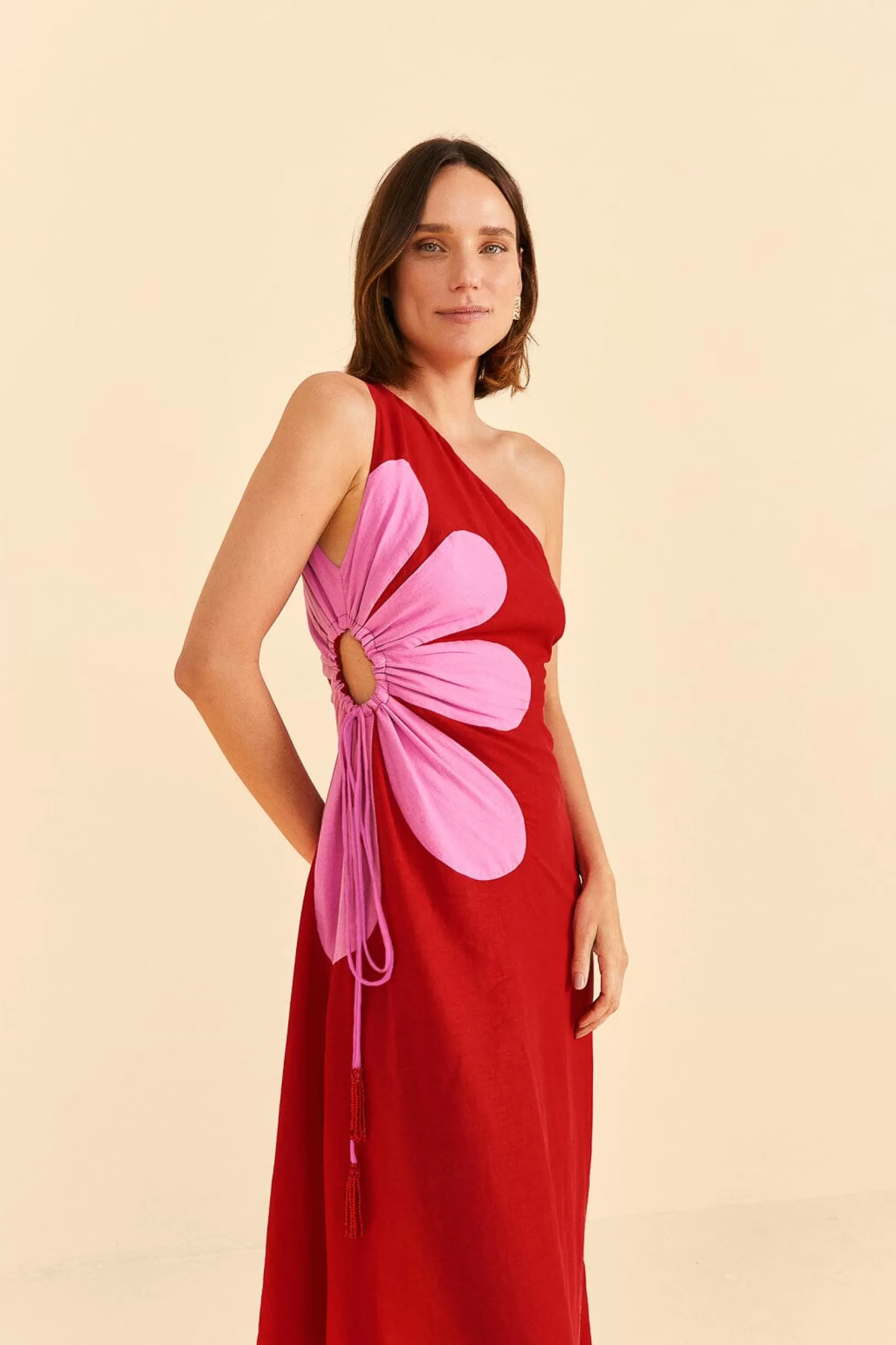 FARM Rio  RED CUT-OUT FLOWER DRESS Shop