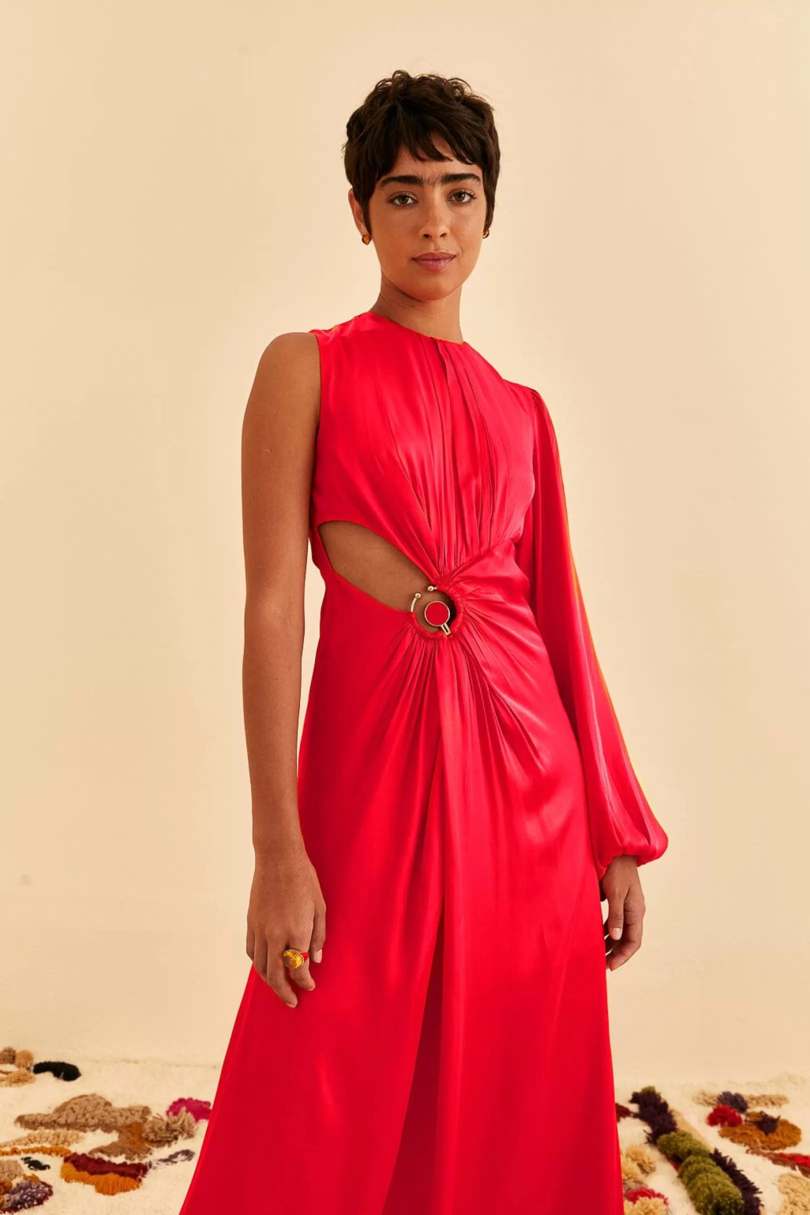 FARM Rio  RED ONE SHOULDER MAXI DRESS Cheap