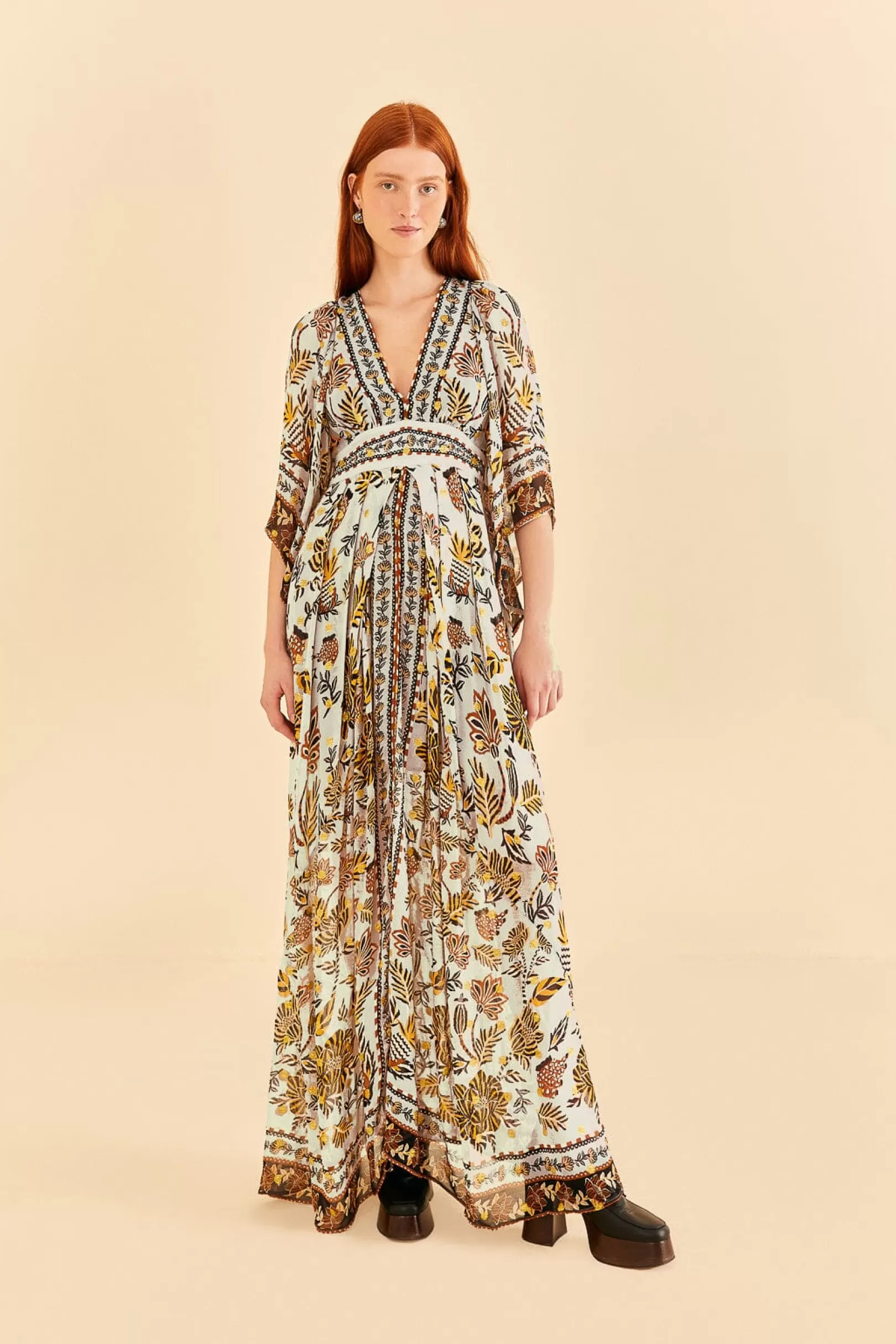 FARM Rio  SILVER FLORAL TAPESTRY MAXI DRESS Online