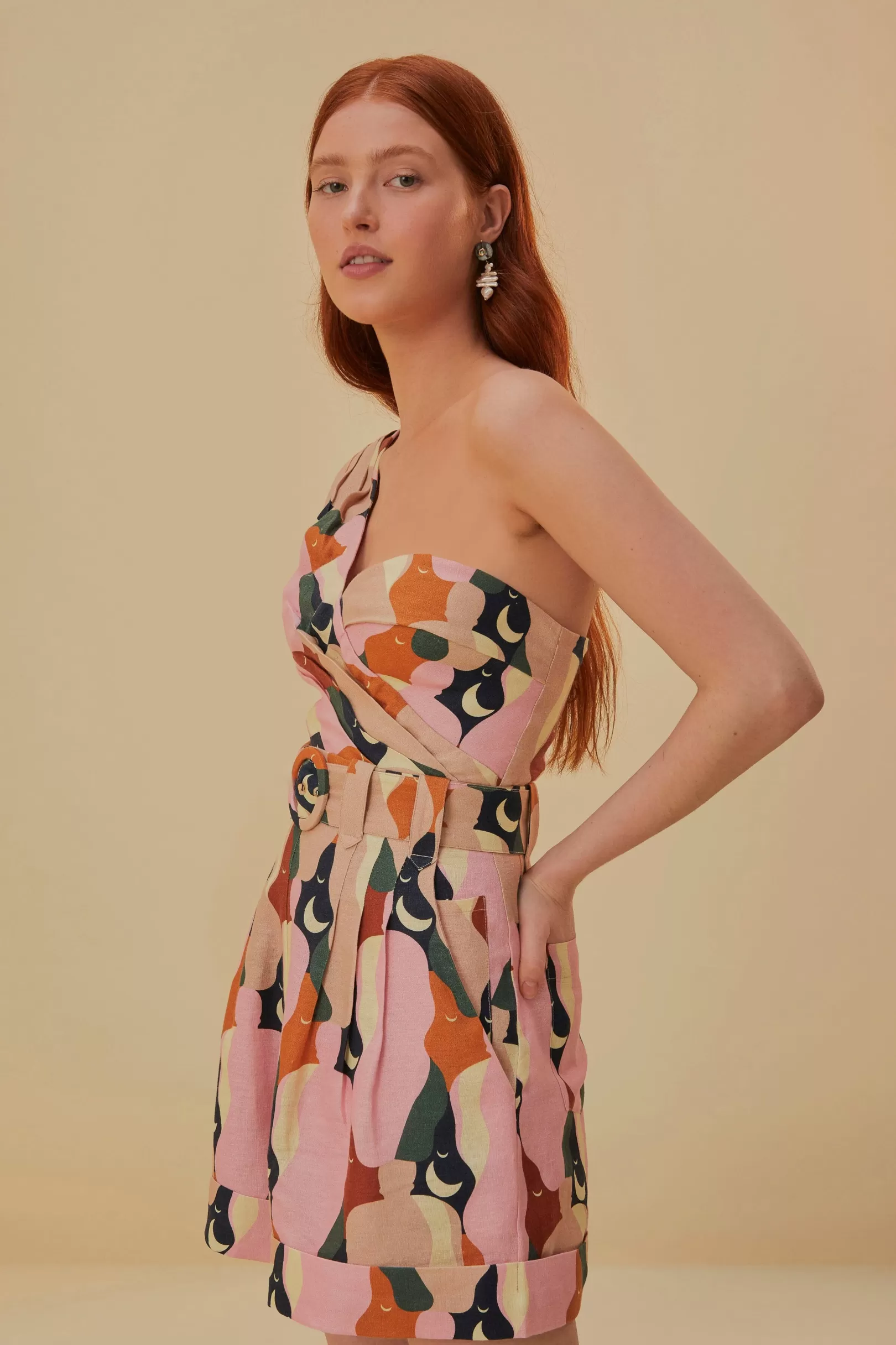 FARM Rio  THE KISS MULTICOLOR ONE SHOULDER ROMPER Online