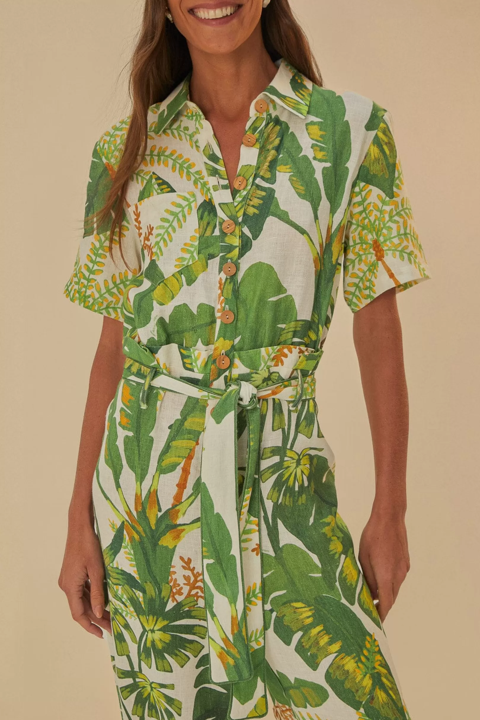 FARM Rio  TROPICAL FOREST OFF-WHITE JUMPSUIT Flash Sale