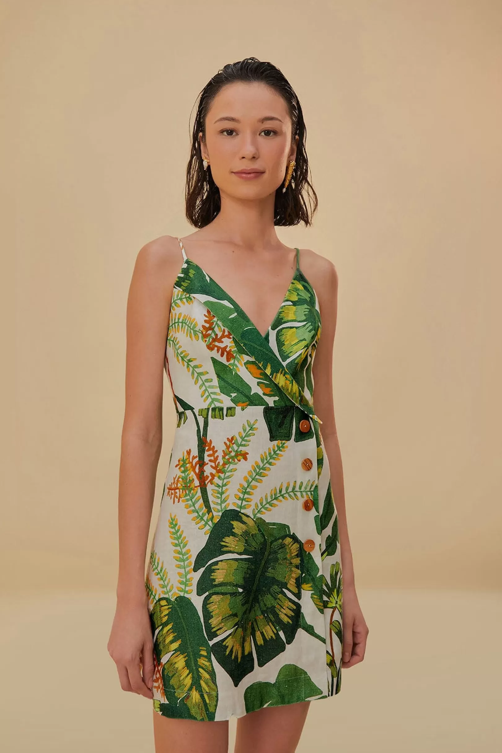 FARM Rio  TROPICAL FOREST OFF-WHITE MINI DRESS Cheap