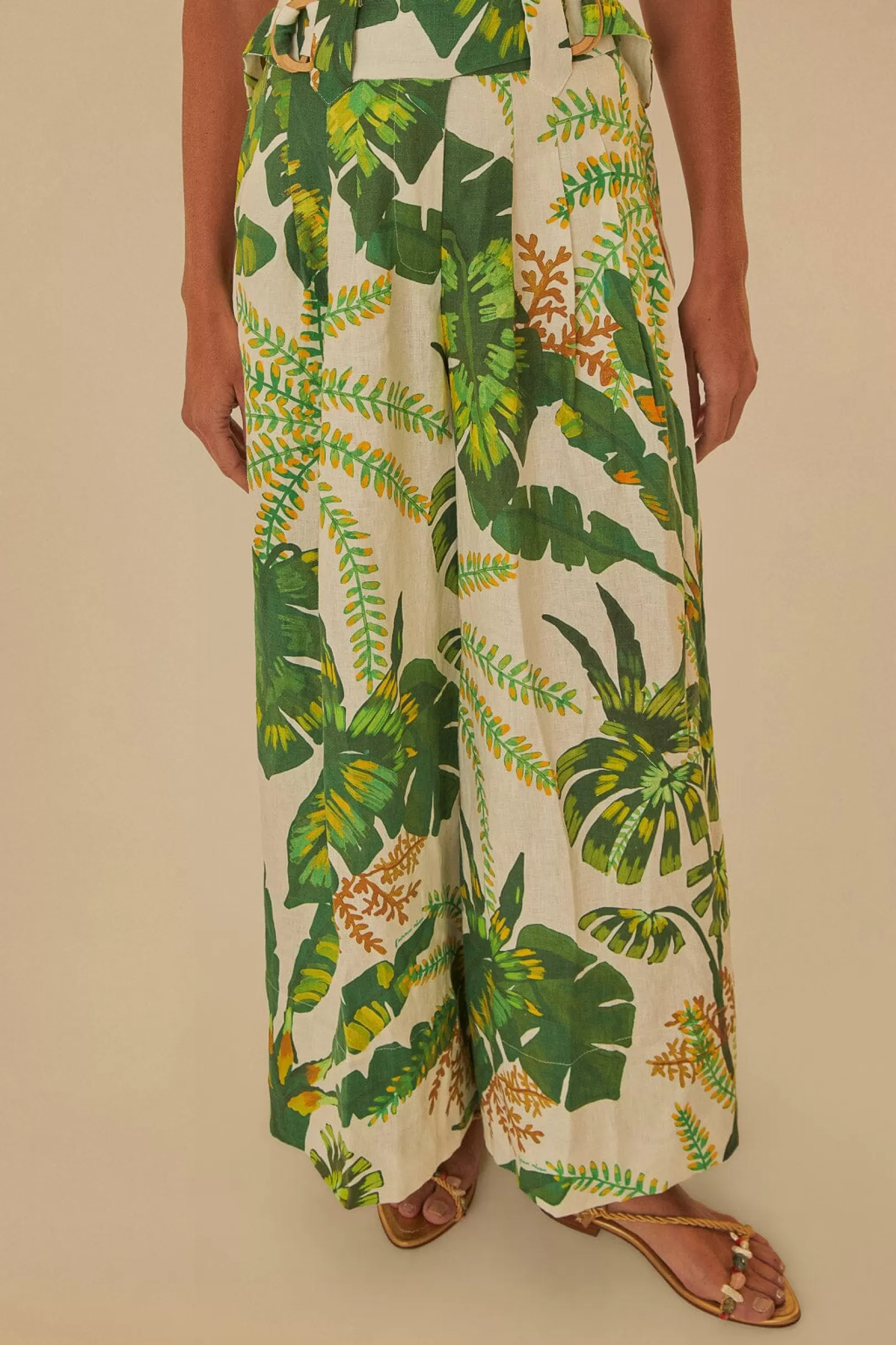 FARM Rio  TROPICAL FOREST OFF-WHITE PANTS Clearance