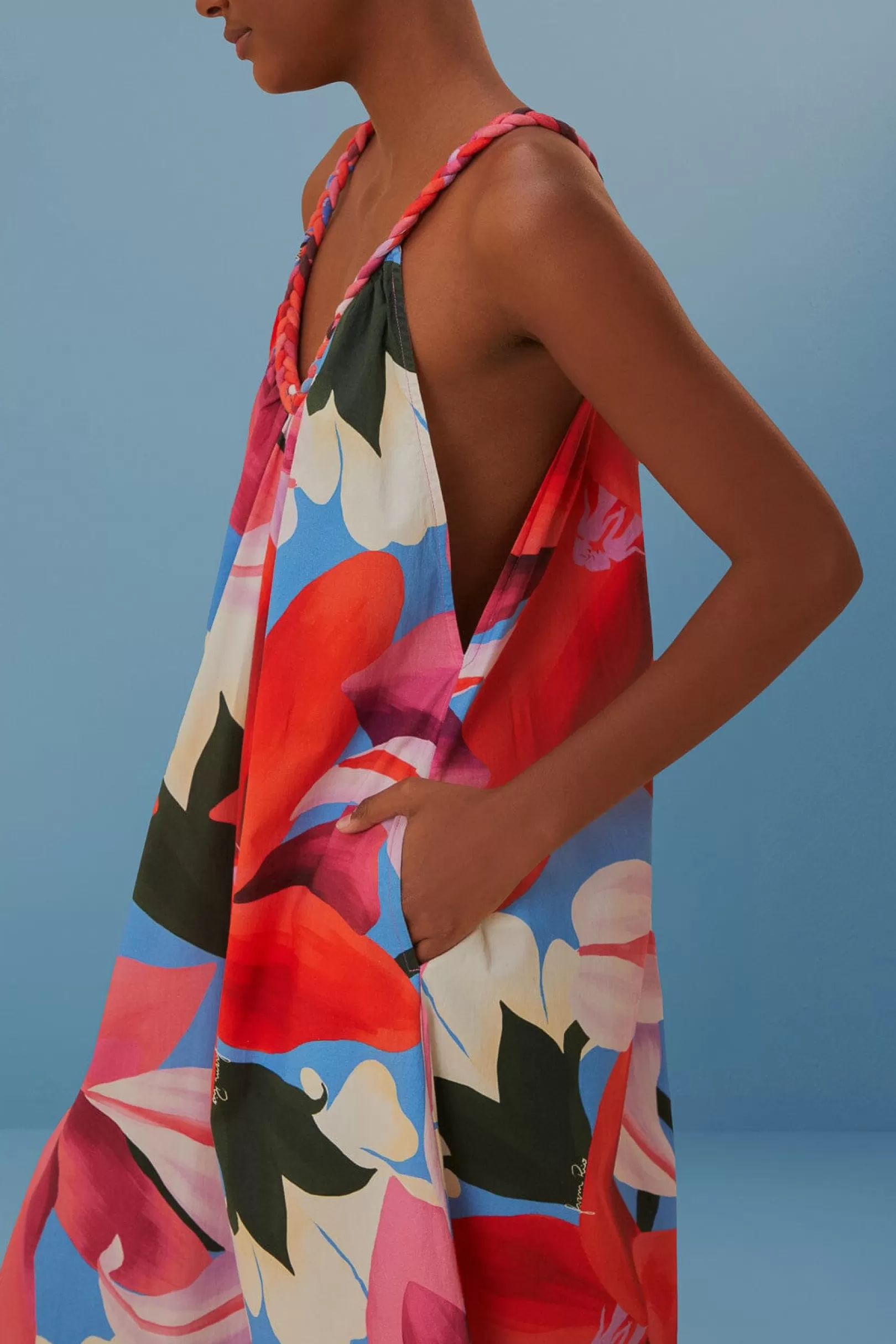 FARM Rio  WATERCOLOR FLORAL SLEEVELESS COVER UP Best