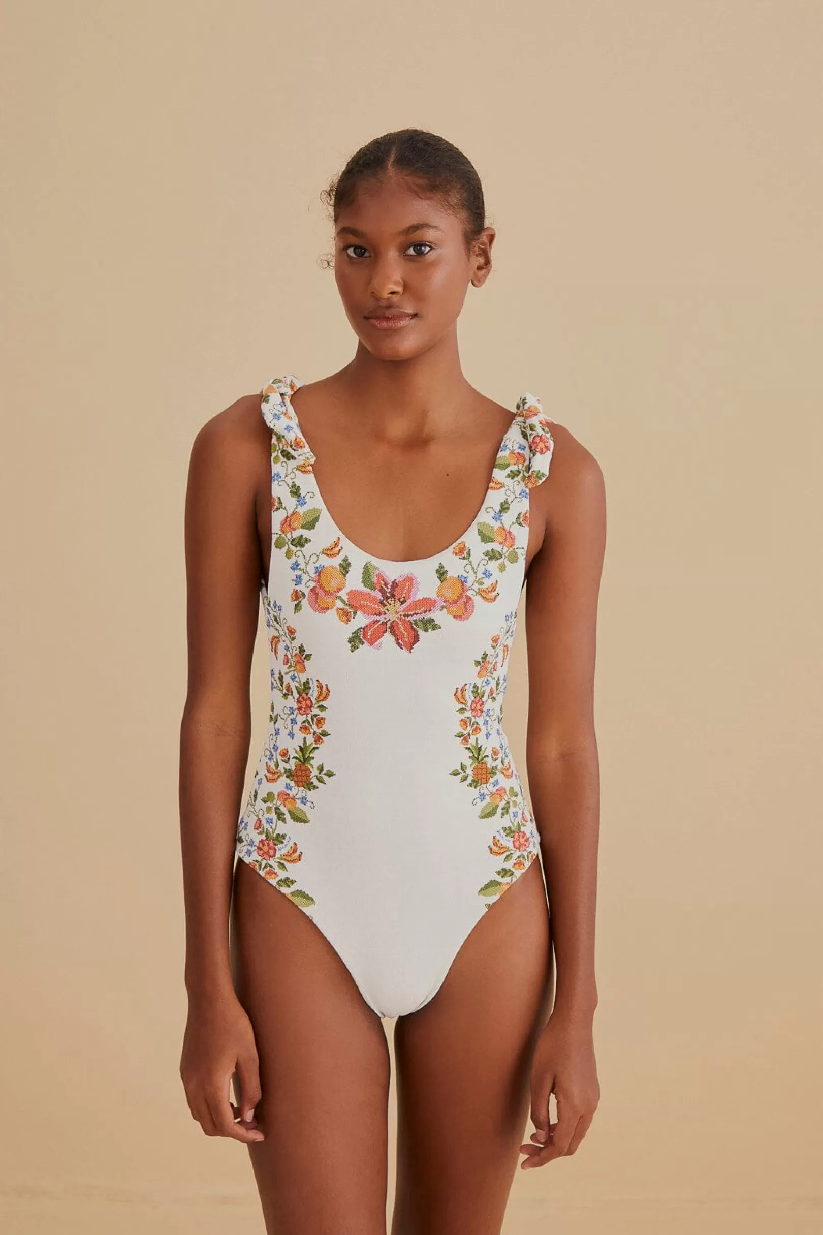 FARM Rio  WHITE BANANA VITAMIN ONE PIECE SWIMSUIT Fashion